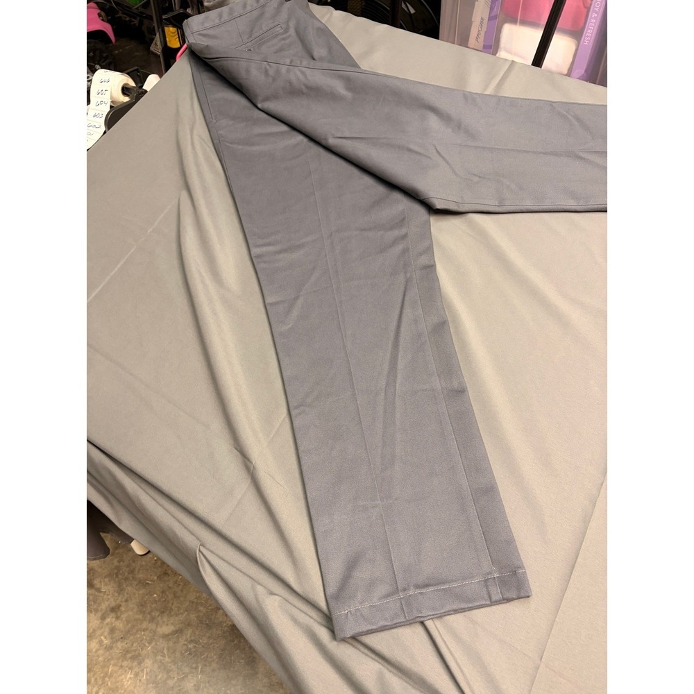 Lands End Mens Gray Dress Pants Flat Front Straight Leg Twill Trousers 42x31.5 - Picture 4 of 12